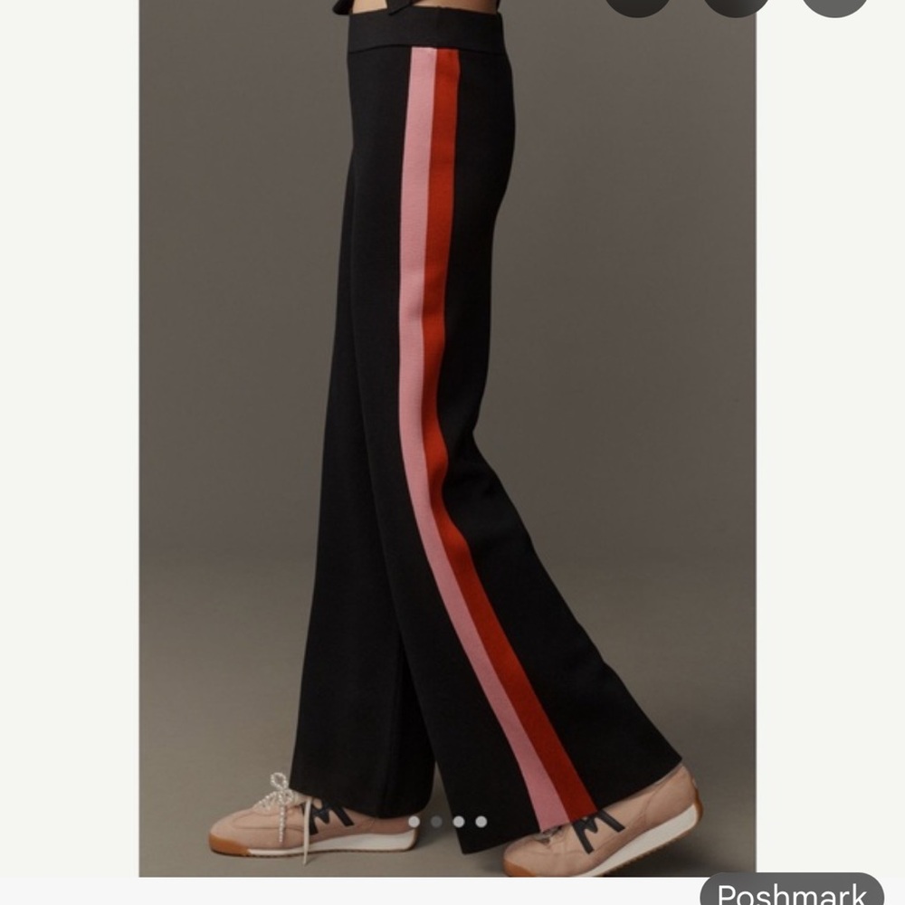 Maeve Black Track Pants and Jacket with Red and Pink Stripes